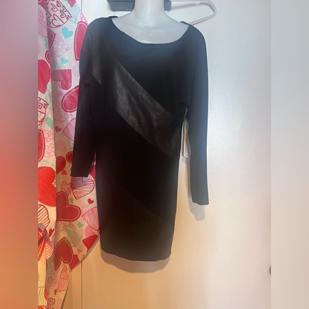 Alice & Olivia colorblock faux leather dress sexy runway y2k
